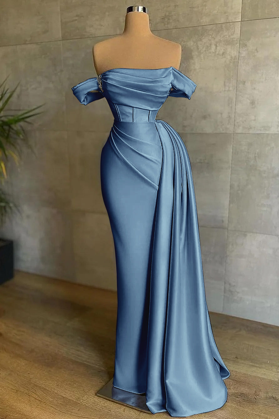 Beautiful White Mermaid Prom Dress Off the Shoulder Pleated