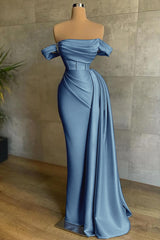Beautiful White Mermaid Prom Dress Off the Shoulder Pleated