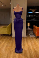 Red Spaghetti-Straps Prom Dress Long Mermaid Simple Dress