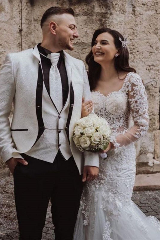 Sweetheart Lace Mermaid Wedding Dress with Long Sleeves