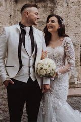 Sweetheart Lace Mermaid Wedding Dress with Long Sleeves