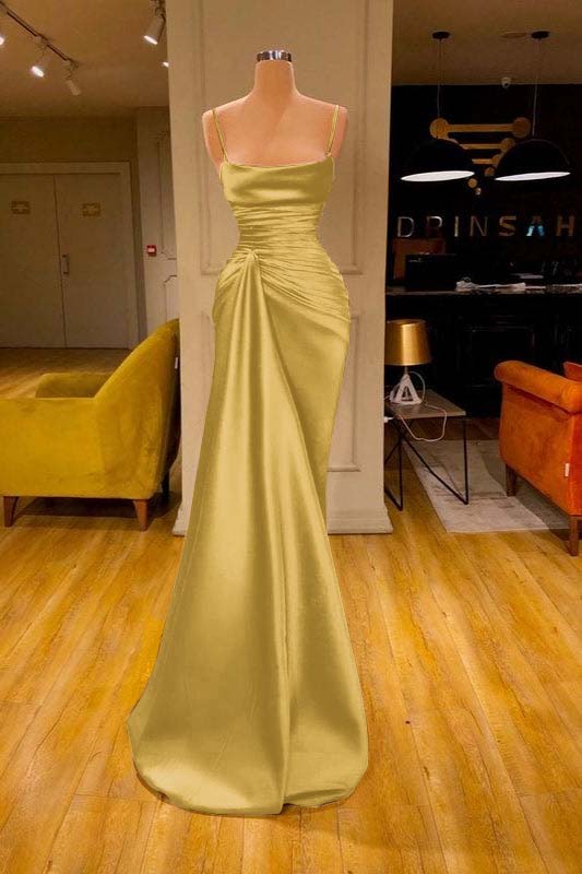  Cabernet Spaghetti-Strap Mermaid Prom Dress with Ruffles