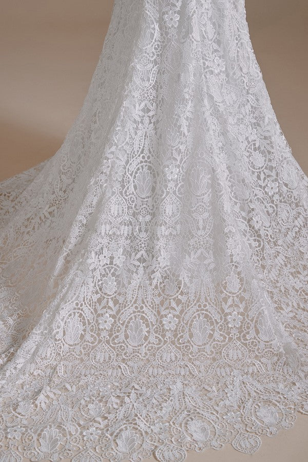Long Mermaid Sweetheart Wedding Dresses With Detachable Sleeves in Vintage Lace