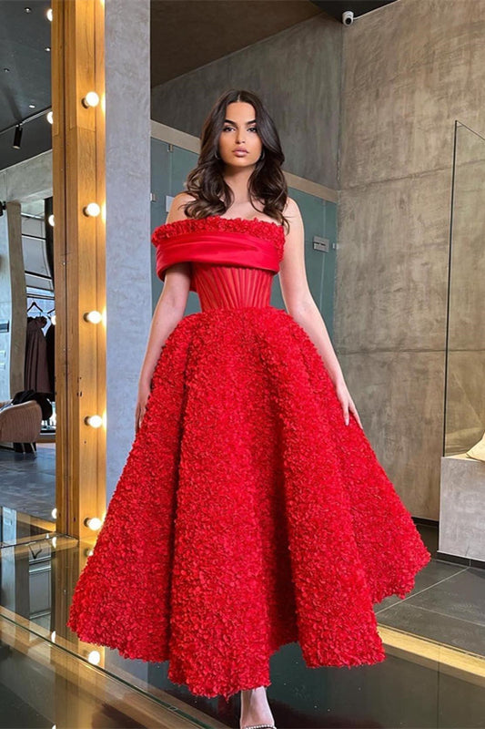 Chic Red One Shoulder Princess Prom Dress Ankle Length Online