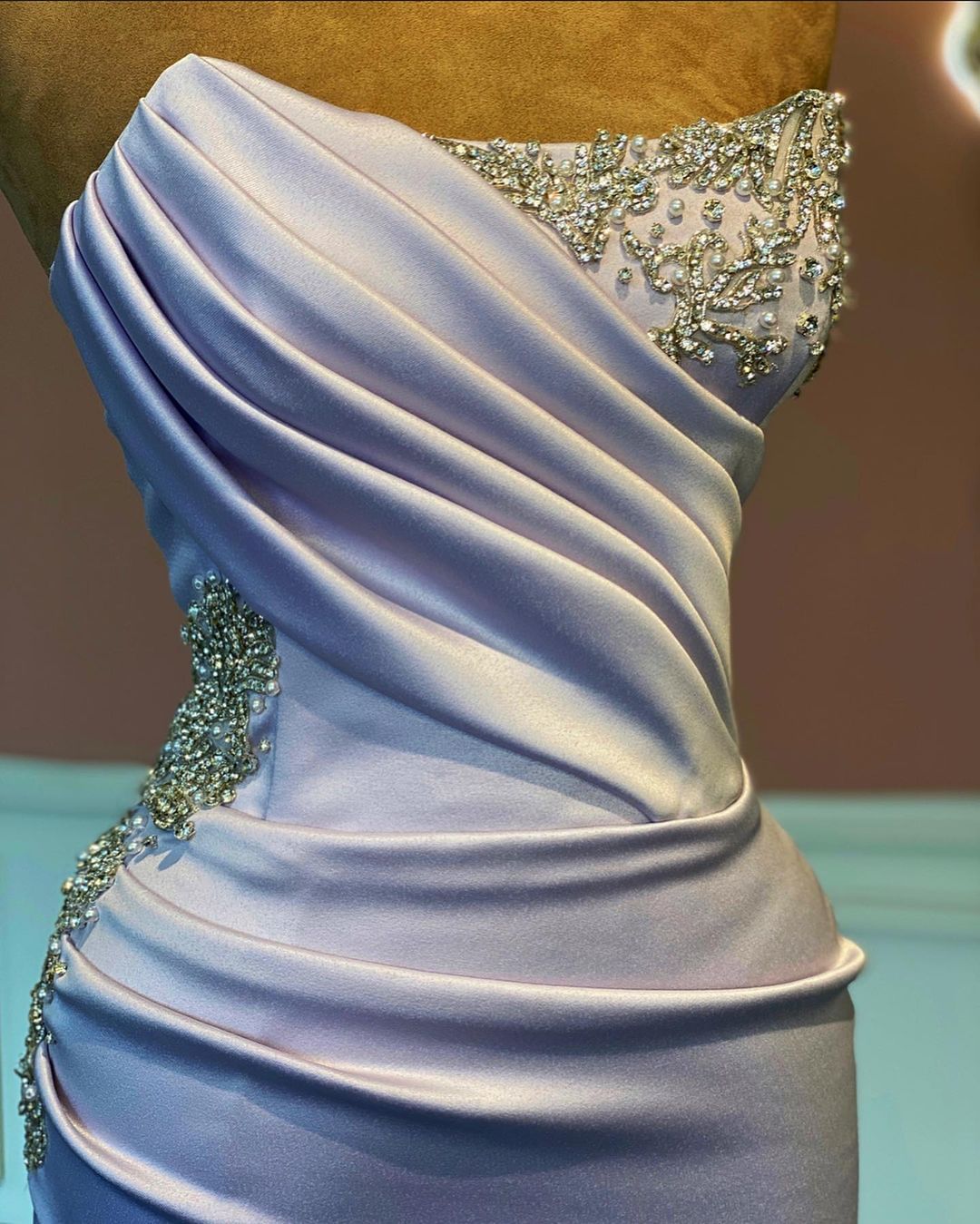 Lilac Prom Dress With Rhinstone Long Mermaid Sleeveless