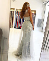 One Shoulder Mermaid Prom Dress Long With Lace Appliques