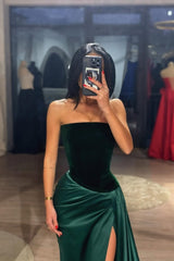 Strapless Long Prom Dress Sleeveless with Split