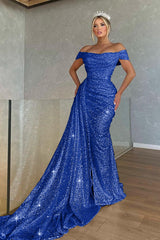  Gorgeous Off-the-Shoulder Prom Dress Strapless Mermaid with Sequins
