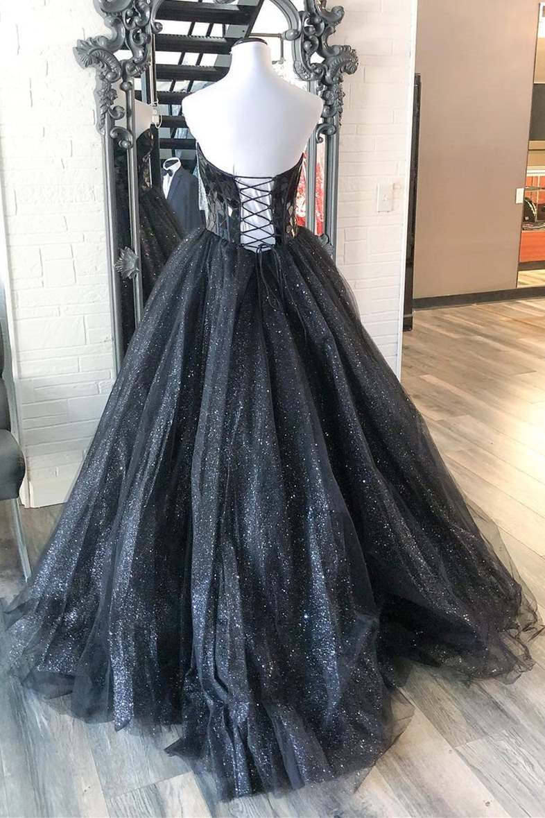 Modern Sweetheart Tulle Puffy Prom Dresses Sleeveless With Sequins