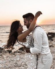 Elegant Lace Backless Mermaid Wedding Dress with Long V-neck and Floral Details