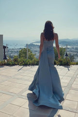 Stunning Spaghetti-Straps V-Neck Split Prom Dress Ruffles