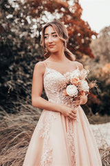 A-Line Wedding Dress with Lace and Spaghetti-Strap Tulle