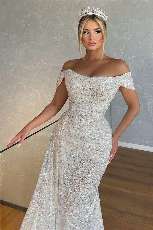 Gorgeous Off-the-Shoulder Prom Dress Strapless Mermaid with Sequins