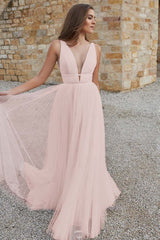 V-Neck Tulle Bridal Gown with Sleeves