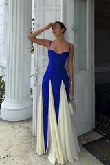 Black Ivory Spliced Sleeveless Spaghetti Straps A-Line Prom Dress