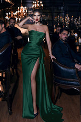 Royal Blue Mermaid Prom Dress Straps Long with Slit