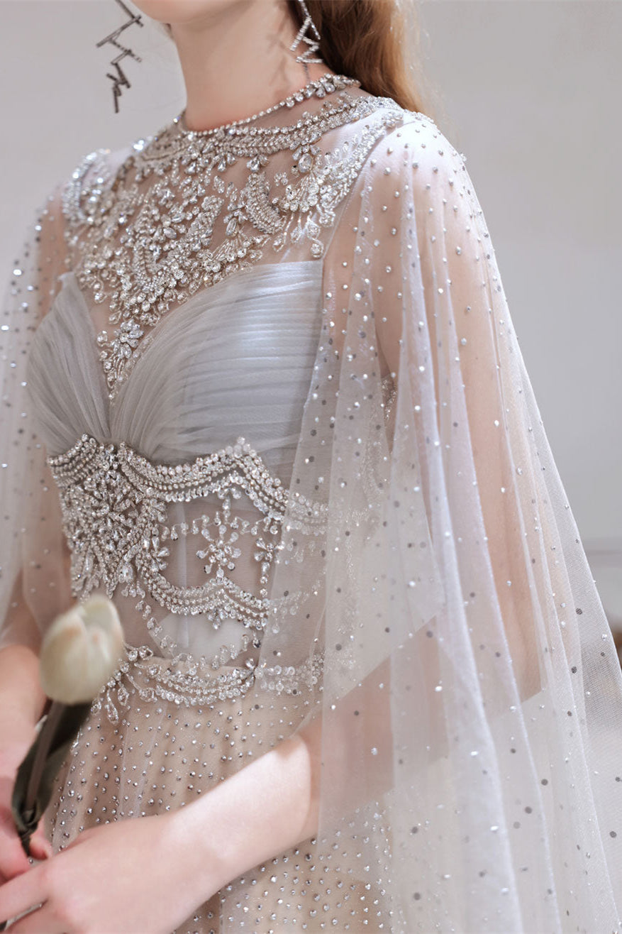 Gorgeous Ruffles Beadings Prom Dress Long Tulle With Crystals