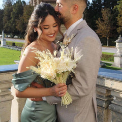 Stunning Off-the-Shoulder Silver Grey Prom Dress Split Long With Appliques