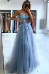 Stunning Spaghetti-Straps Beadings Long Prom Dress With Split On Sale