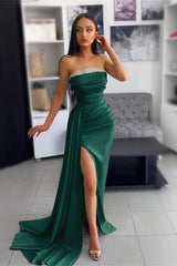 Lavender Evening Dress Off-the-Shoulder Sleeveless Pleated with Applique Slit