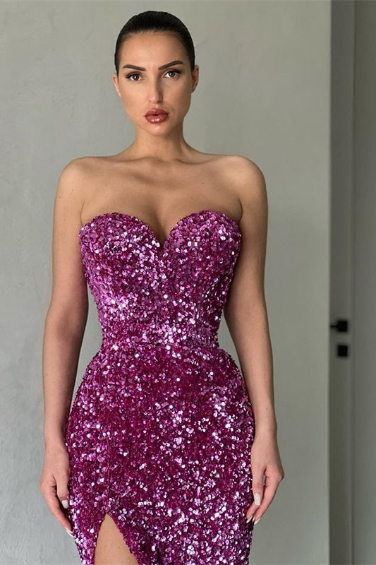 Classy Sweetheart Sequins Long Prom  Dress Mermaid With SPlit