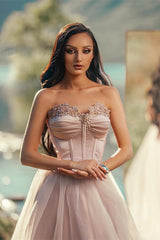 Charming Silver Long Evening Dress Off-the-Shoulder Sleeveless with Applique Tulle Pleated