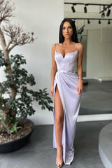 Spaghetti-Straps Mermaid Prom Dress Split Long Evening Party Gowns