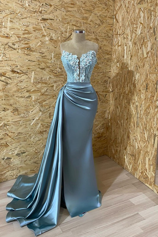 Sleeveless Mermaid Prom Dress Split with Appliques