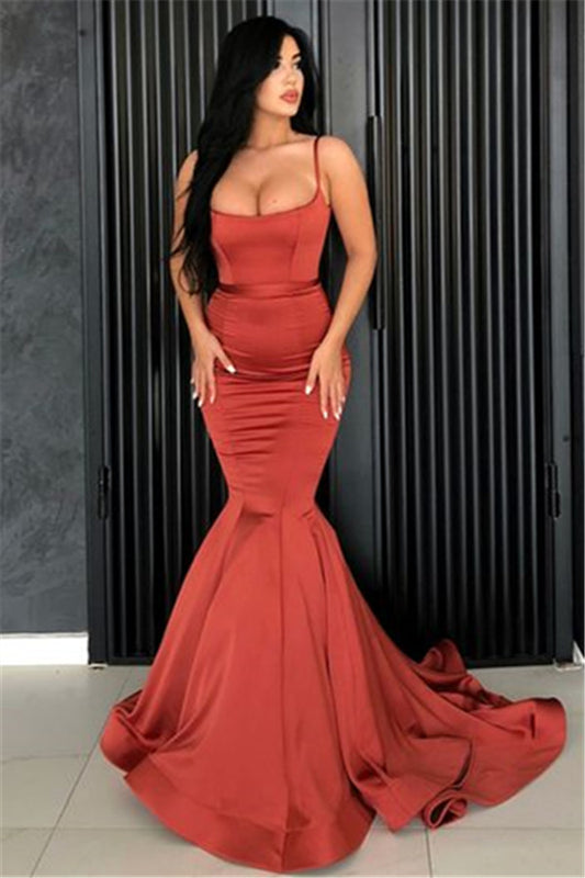 Burnt Orange Mermaid Prom Dress Long