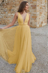 V-Neck Tulle Bridal Gown with Sleeves