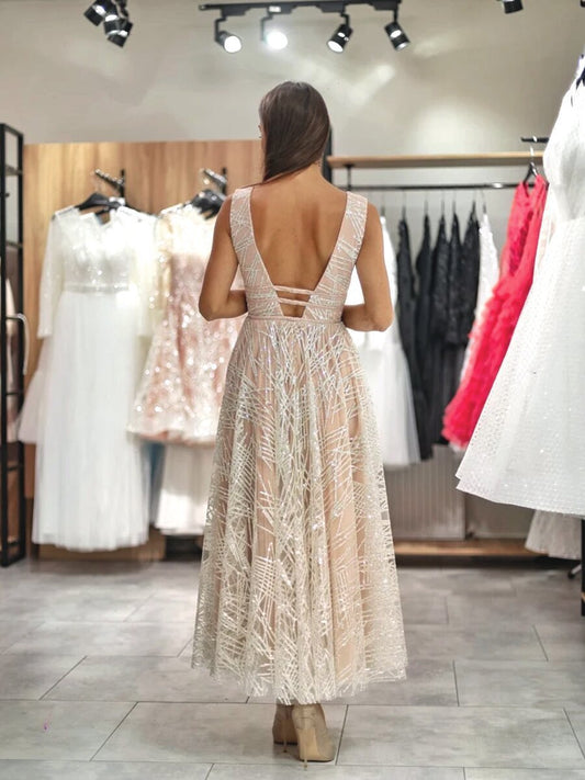 Charming Sleeveless V-Neck Prom Dress Long Sequins Online