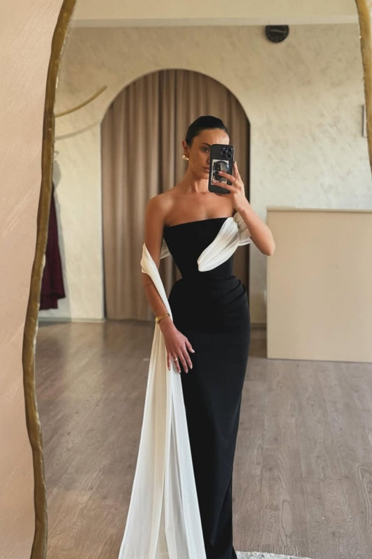 Black Strapless Long Prom Dress Mermaid Sleeveless
