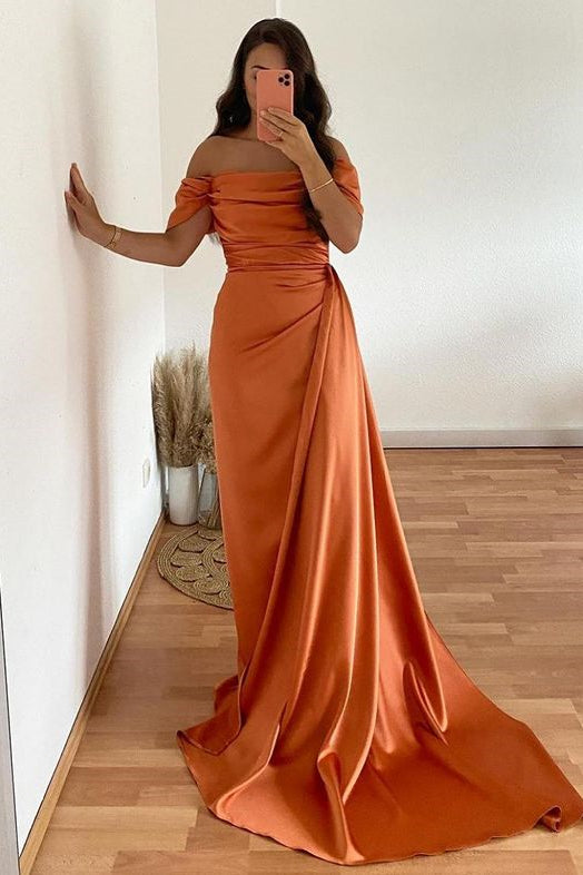 Classy Off-the-Shoulder Mermaid Long Prom Dress With Ruffles