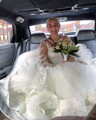 Elegant Long Sleeve A-line Sweetheart Tulle Wedding Gown