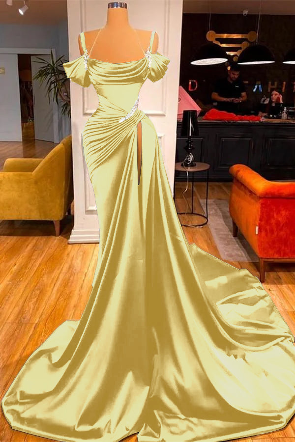 Dark Green Off-the-Shoulder Prom Dress Long Slit