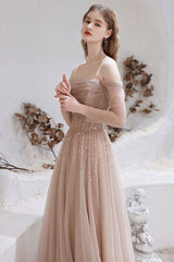 Gorgeous Sheer Long Sleeves Prom Dress Tulle Lace-up Off-the-Shoulde
