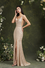Blushing Pink Portrait Mermaid Prom Dress Sleeveless with Sequins