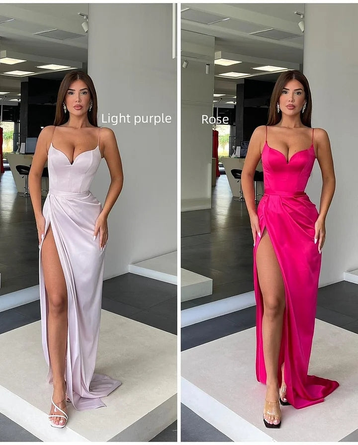 Orange Prom Dress Charmeuse Sleeveless Spaghetti Strap