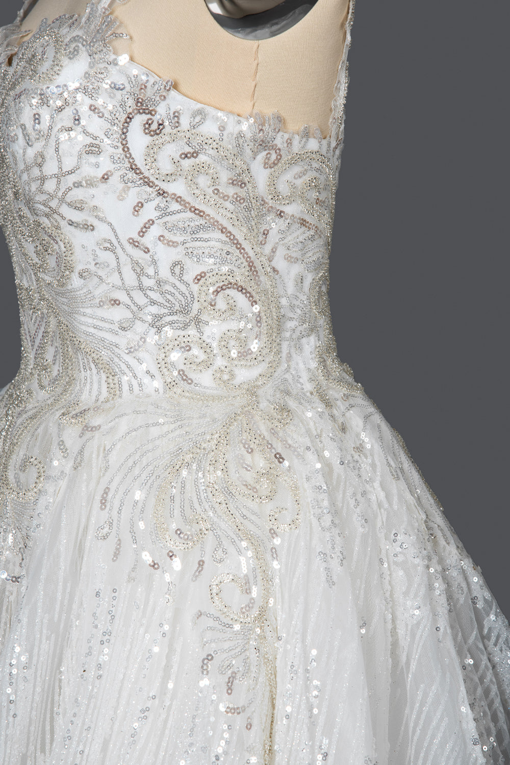 Elegant Sweetheart Ball Gown with Pleated Straps and Sequins