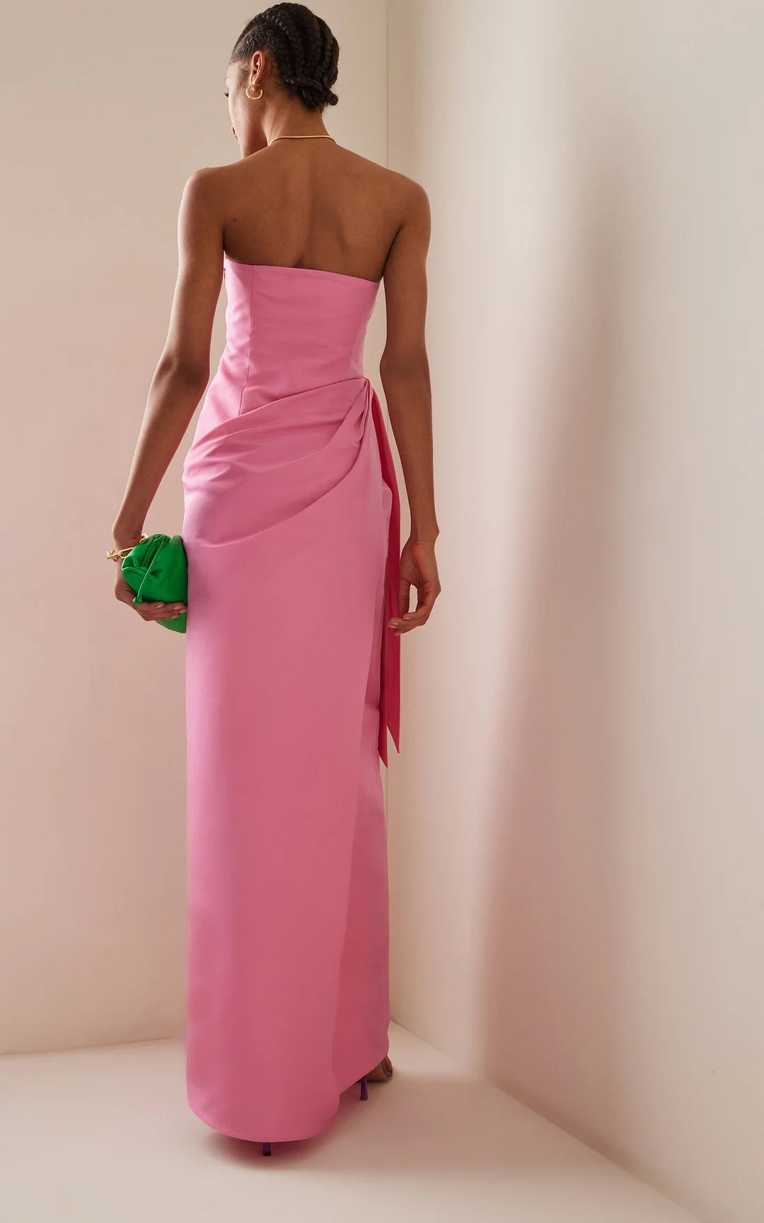Pink Strapless Prom Dress Long Sliming Sleeveless Dress