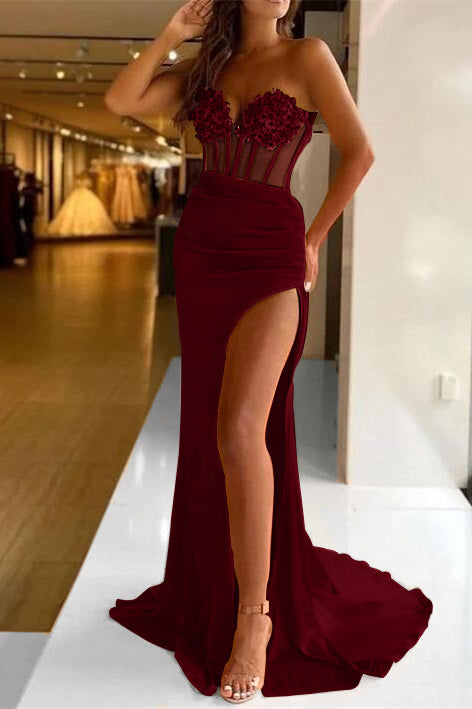 Glorious Mermaid Sequins Prom Dress with Split Sleeveless Online
