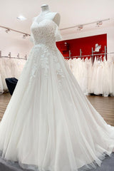 Elegant Off-The-Shoulder Princess Wedding Gown Featuring Tulle Lace Ruffles