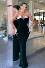 Modern Black V-Neck Mermaid Prom Dress Long Party Gowns