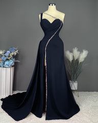 Fuchsia Evening Dress Long One Shoulder With Slit Pleated Beadings