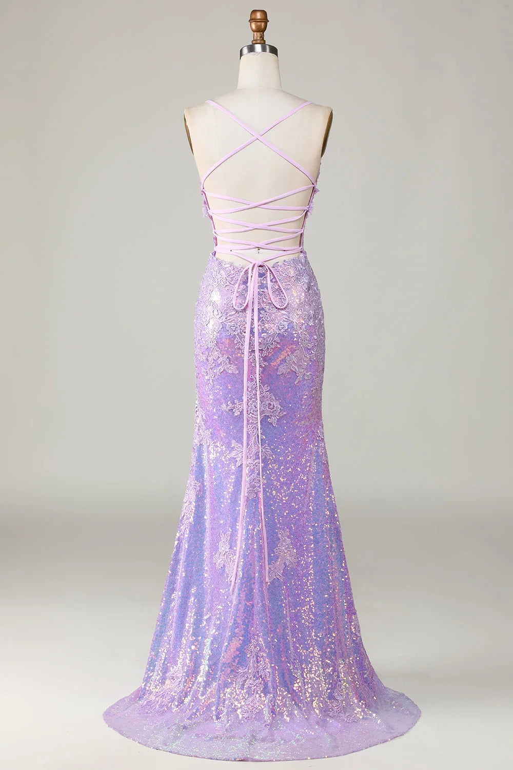 Spaghetti Strap Prom Dress Applique Split Mermaid Dress