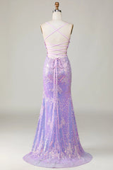 Spaghetti Strap Prom Dress Applique Split Mermaid Dress