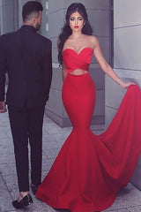 Stunning Red Sweetheart Mermaid Prom Dress Long