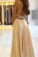 Gorgeous Spaghetti-Straps Long Prom Dress With Slit