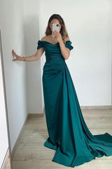 Classy Off-the-Shoulder Mermaid Long Prom Dress With Ruffles