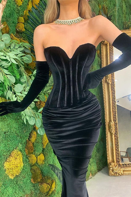 Amazing Black Sweetheart Mermaid Prom Dress Velvet Long